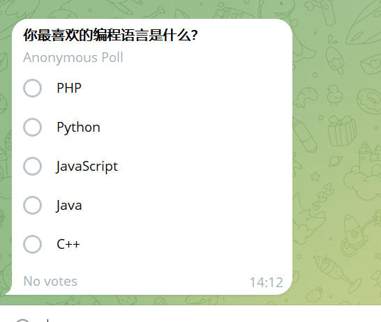 Telegram Bot API sendPoll 使用教程